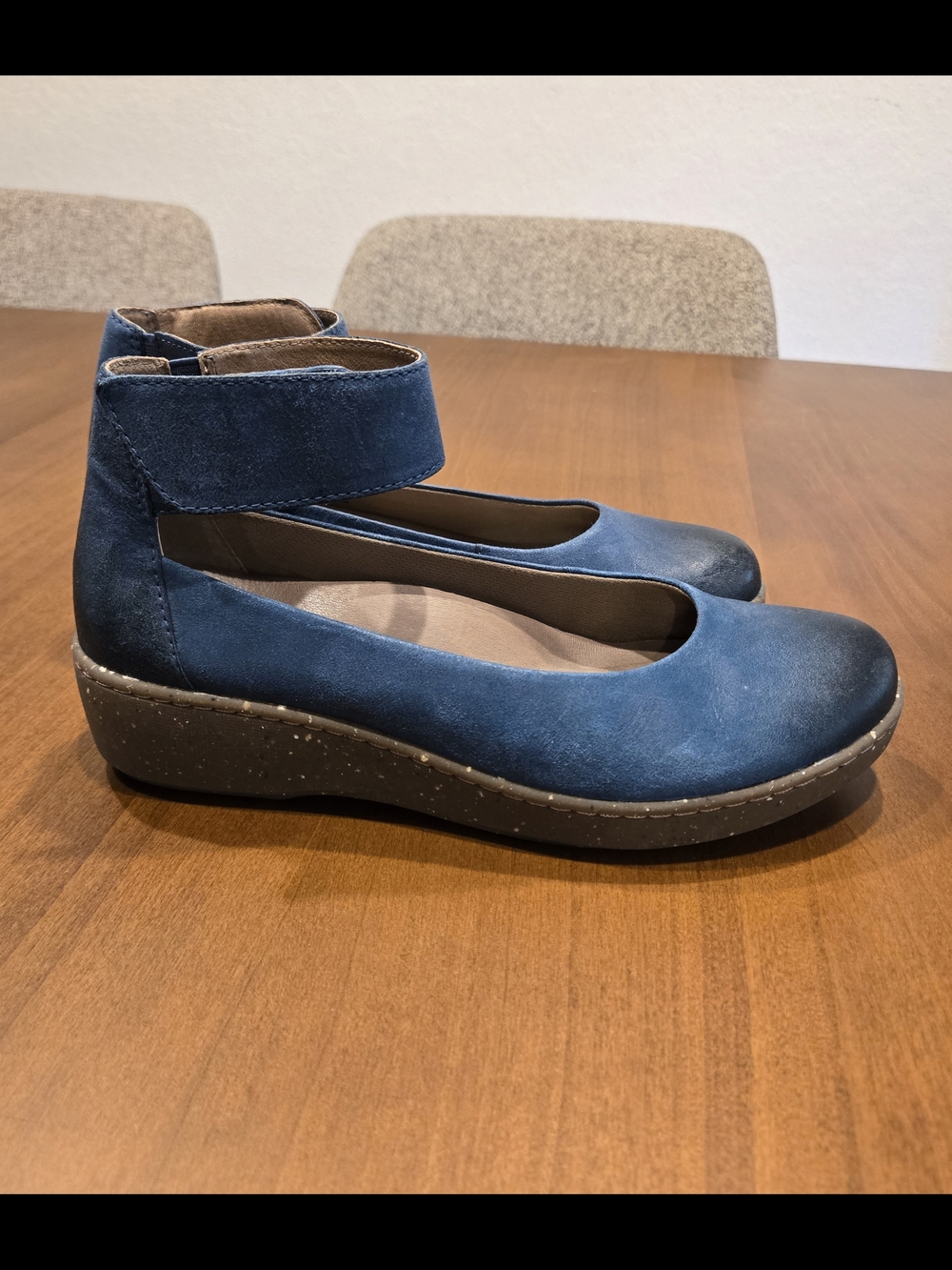 Dansko Blue Leather Ankle Strap Comfort Shoes EU 37 US 6.5-7 Balletcore Boho - Picture 6 of 10